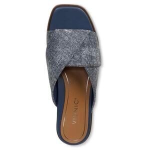 VIONIC Women's MIRAMAR 7.5 Leather Slide Sandal Flats Shoes Denim Blue